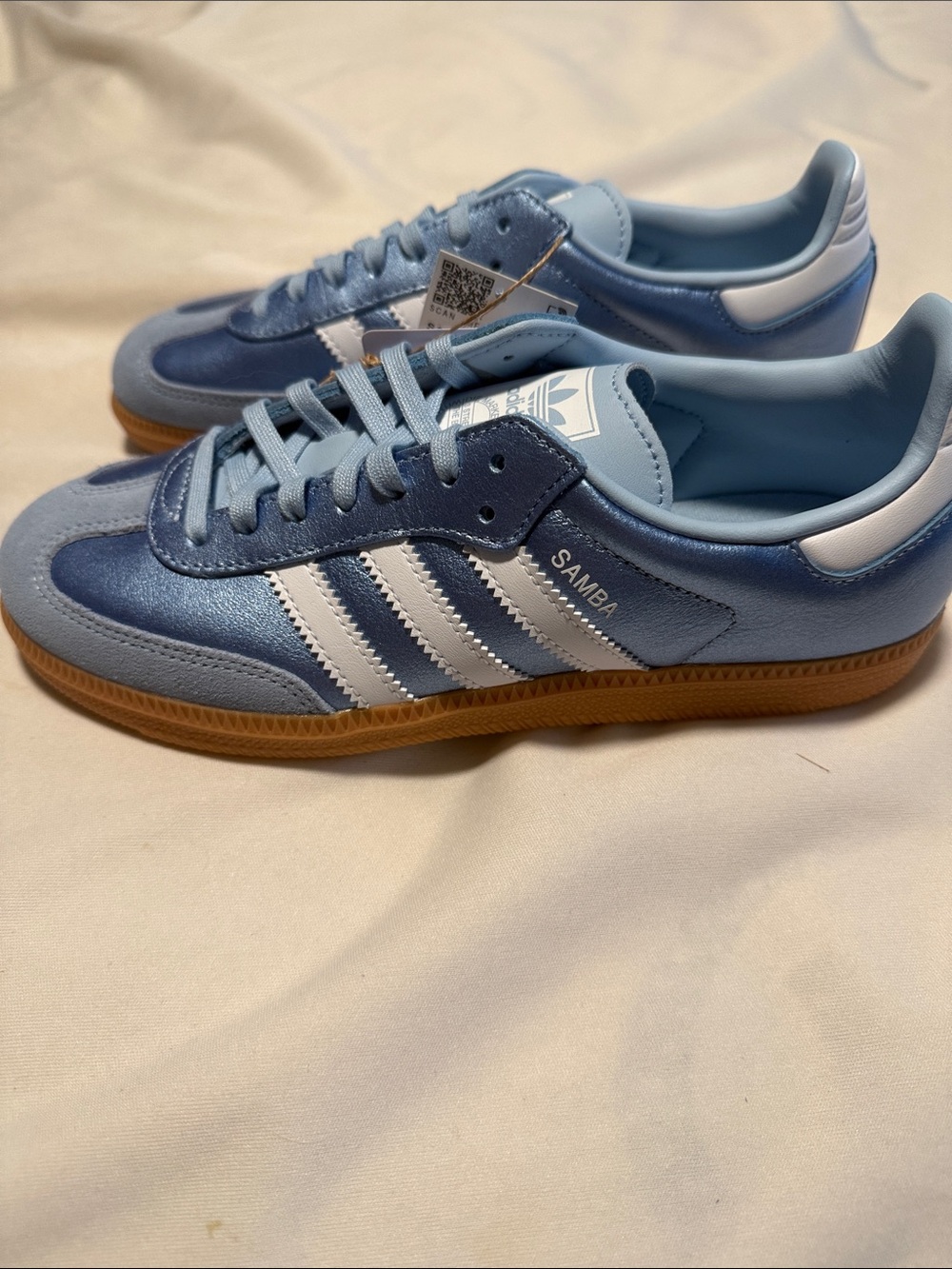 adidas Samba OG Sneakers in Light Blue, White and Gum